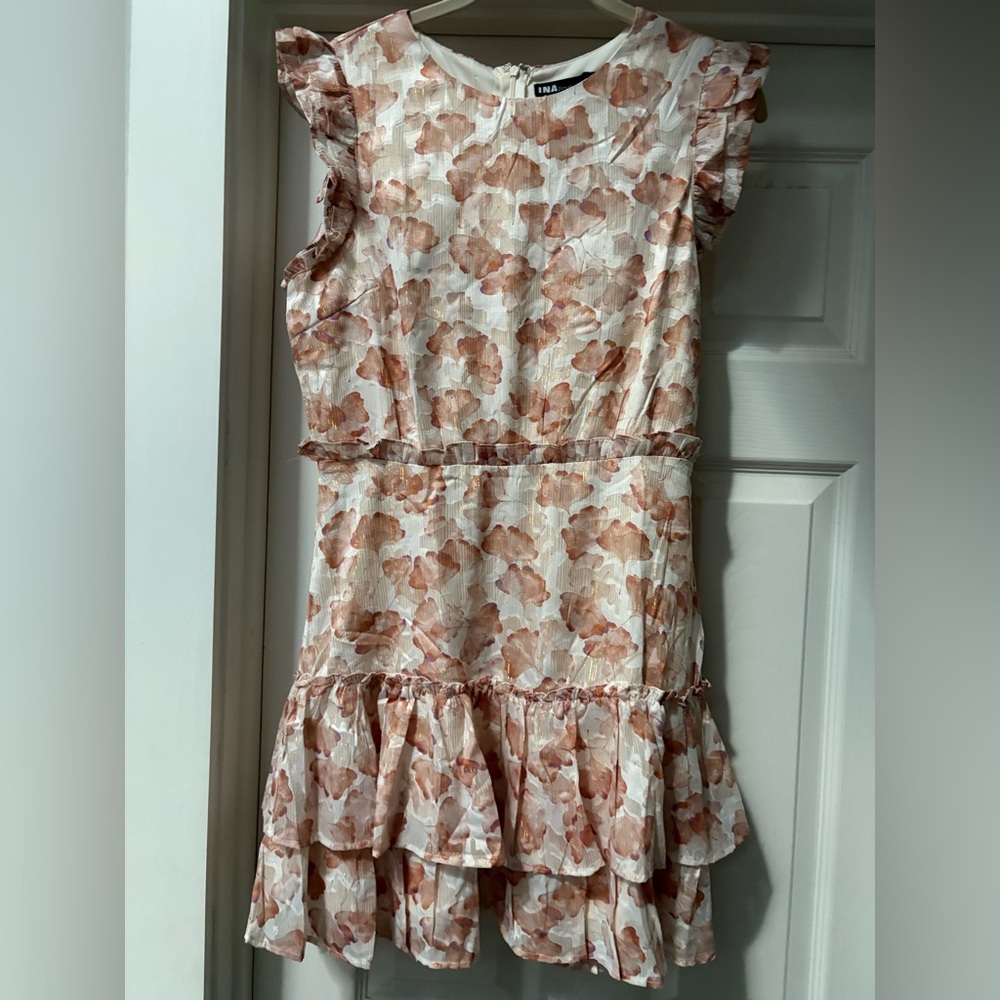 Ina Peach and Cream Floral Midi Dress